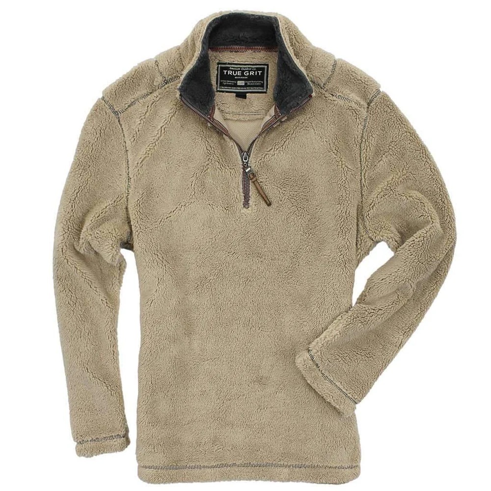 True Grit Oak Hall Fleece Quarter-Zip – Men’s Large – Taupe-EXCELLENT Condition